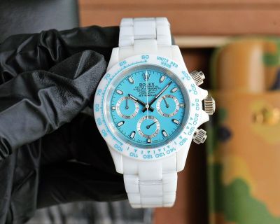 ROLEX Daytona Replica with Blue Dial Ceramics Case 43MM Quartz Movement Watch